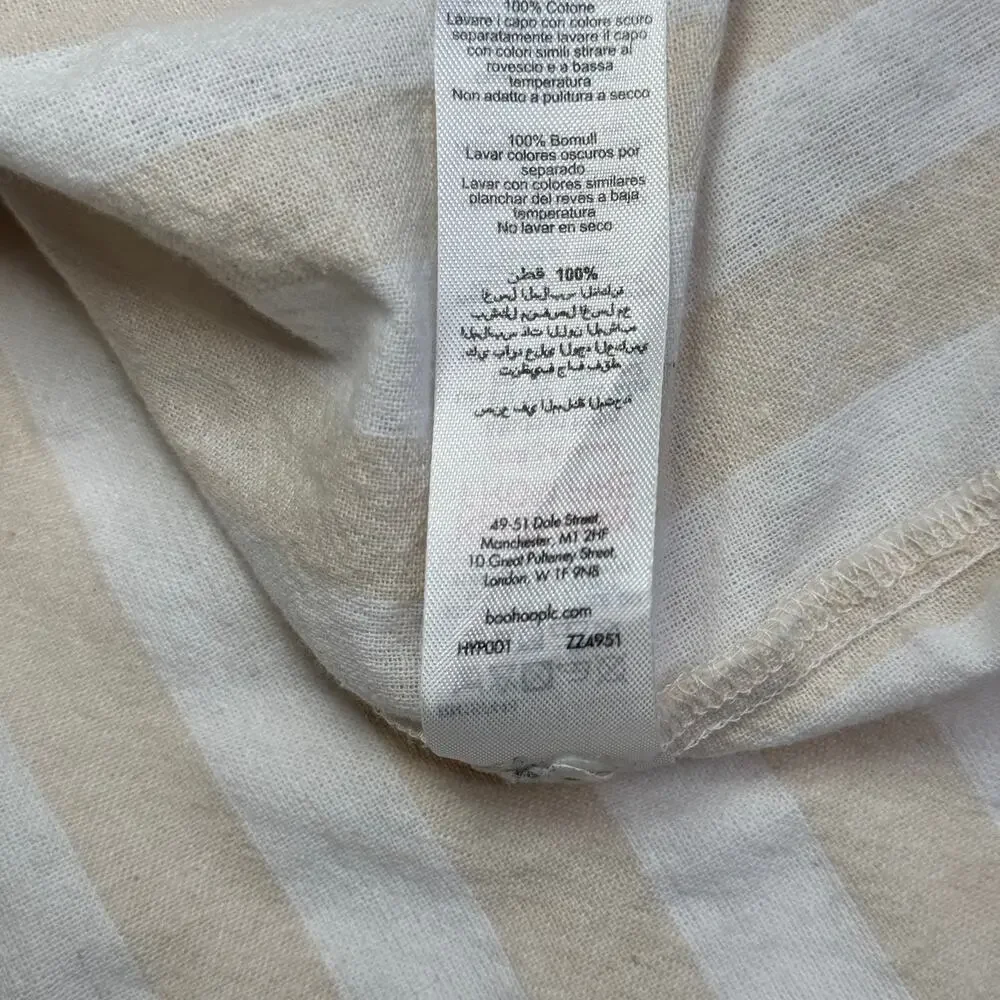 Boohoo Smocked Striped Sundress Maxi Cotton Women’s 6 Tiered Coastal Cottagecore - Picture 5 of 16